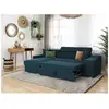 Image de Canapé d'angle elona convertible en tissu bleu pétrole avec poufs de rangement à droite