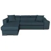 Image de Canapé dAngle ELONA Convertible en tissu bleu pétrole avec poufs de rangement à gauche - L264 x P162 x H75cm - LOUNGITUDE