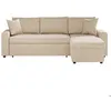 Image de Canapé dangle 3 places MARIA réversible et convertible avec coffre en velours - Beige - L227 x P146 x H81cm - LOUNGITUDE