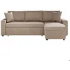 Image de Canapé dangle 3 places MARIA réversible et convertible avec coffre en velours - Grège - L227 x P146 x H81cm - LOUNGITUDE