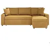 Image de Canapé dangle 3 places MARIA réversible et convertible avec coffre en velours - Jaune ocre - L227 x P146 x H81cm - LOUNGITUDE