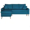 Image de Canapé dangle MARIA SCANDINAVE réversible et convertible avec coffre en velours - Bleu pétrole - L227 x 148 x 95cm - LOUNGITUDE