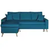 Image de Canapé d'angle maria scandinave velours réversible et convertible avec coffre - bleu pétrole