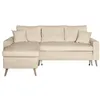 Image de Canapé dangle MARIA SCANDINAVE réversible et convertible avec coffre en velours - Beige - L227 x 148 x 95cm - LOUNGITUDE