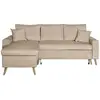 Image de Canapé d'angle maria scandinave velours réversible et convertible avec coffre - grège