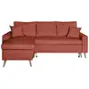 Image de Canapé d'angle maria scandinave velours réversible et convertible avec coffre - rouge brique