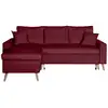 Image de Canapé d'angle maria scandinave velours réversible et convertible avec coffre - bordeaux