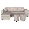 Image de Canapé d'angle réversible oslo avec coffre et poufs droit en tissu beige