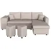 Image de Canapé d'angle réversible oslo avec coffre et poufs gauche en tissu beige