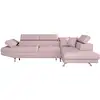 Image de Canapé d'angle rio convertible avec coffre en tissu - angle droit, vieux rose
