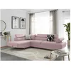 Image de Canapé dangle gauche 5 places RIO convertible avec coffre en tissu - Vieux rose - L271 x P192 x H70cm - LOUNGITUDE