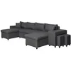 Image de Canapé dangle panoramique OSLO convertible avec coffres et poufs à droite - Tissu - Gris foncé - L311 x P146 x H81cm - LOUNGITUDE