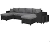 Image de Canapé panoramique OSLO convertible avec coffres poufs à droite - Simili/Microfibre - Noir/Gris - L311 x P146 x H81cm - LOUNGITUDE
