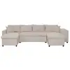 Image de Canapé d'angle panoramique oslo convertible avec coffres et poufs à droite en tissu - beige