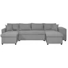 Image de Canapé dangle panoramique OSLO convertible avec coffres et poufs à droite - Tissu - Gris clair - L311 x P146 x H81cm - LOUNGITUDE