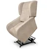 Image de Fauteuil de relaxation LISE électrique et releveur en tissu imitation cuir - Beige - L78 x 102 x 113cm - LOUNGITUDE