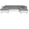Image de Canapé dangle Panoramique 6 places PAOLA convertible en Simili/Tissu Avec Coffres - Blanc/Gris - L322 x P196 x H76cm - LOUNGITUDE