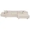 Image de Canapé d'angle droit convertible rio scandinave avec coffre en tissu - beige, pieds bois