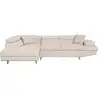 Image de Canapé d'angle gauche convertible rio scandinave avec coffre en tissu - beige, pieds bois