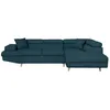 Image de Canapé dangle droit convertible RIO Scandinave avec coffre en tissu - Bleu Pieds bois - L271 x P192 x H70cm - LOUNGITUDE
