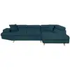 Image de Canapé d'angle droit convertible rio scandinave avec coffre en tissu - bleu, pieds bois