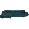 Image de Canapé d'angle gauche convertible rio scandinave avec coffre en tissu - bleu, pieds bois