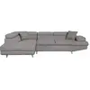 Image de Canapé d'angle gauche convertible rio scandinave avec coffre en tissu - gris clair, pieds bois