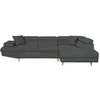 Image de Canapé dangle droit convertible RIO Scandinave avec coffre en tissu - Gris foncé Pieds bois - L271 x P192 x H70cm - LOUNGITUDE