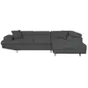 Image de Canapé d'angle droit convertible rio scandinave avec coffre en tissu - gris foncé, pieds bois