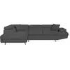 Image de Canapé d'angle gauche convertible rio scandinave avec coffre en tissu - gris foncé, pieds bois