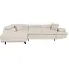 Image de Canapé d'angle gauche convertible rio scandinave avec coffre en tissu - beige, pieds noir