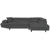Image de Canapé dangle droit convertible RIO Scandinave avec coffre en tissu - Gris foncé Pieds noir - L271 x P192 x H70cm - LOUNGITUDE
