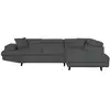 Image de Canapé d'angle droit convertible rio scandinave avec coffre en tissu - gris foncé, pieds noir