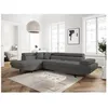 Image de Canapé dangle gauche convertible RIO Scandinave avec coffre en tissu - Gris foncé Pieds noir - L271 x P192 x H70cm - LOUNGITUDE