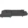 Image de Canapé d'angle gauche convertible rio scandinave avec coffre en tissu - gris foncé, pieds noir