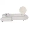 Image de Canapé d'angle gauche convertible rio scandinave avec coffre en tissu bouclettes - blanc, pieds bois