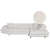 Image de Canapé d'angle droit convertible rio scandinave avec coffre en tissu bouclettes - blanc, pieds bois