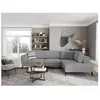 Image de Canapé dangle droit 4 places INDIA convertible 2 coffres en tissu - Gris clair - L304 x 212 x 86cm - LOUNGITUDE