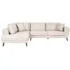 Image de Canapé dangle gauche 4 places INDIA convertible 2 coffres en tissu - Beige - L304 x 212 x 86cm - LOUNGITUDE