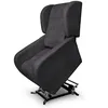 Image de Fauteuil de relaxation LISE électrique et releveur en tissu imitation cuir - Gris foncé - L78 x 102 x 113cm - LOUNGITUDE
