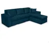 Image de Canapé dangle 4 places CAELIA Réversible et convertible avec coffre en velours - Bleu canard - L250 x P180 x H79cm - LOUNGITUDE