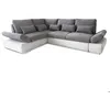 Image de Canapé dangle SEBASTIAN Réversible et convertible avec coffre en simili et tissu - Gris clair - L267 x P200 x H90cm - LOUNGITUDE