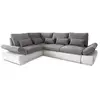 Image de Canapé d'angle sebastian réversible et convertible avec coffre en simili et tissu - gris clair