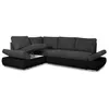 Image de Canapé dangle SEBASTIAN Réversible et convertible avec coffre en simili et tissu - Gris foncé - L267 x P200 x H90cm - LOUNGITUDE
