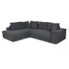 Image de Canapé d'angle tamia convertible avec coffre et 2 poufs en tissu - gris foncé, angle gauche