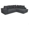 Image de Canapé dangle droit TAMIA convertible avec coffre et 2 poufs en tissu - Gris foncé - L288 x P224 x H87cm - LOUNGITUDE