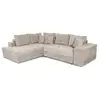 Image de Canapé d'angle tamia convertible avec coffre et 2 poufs en tissu - beige, angle gauche