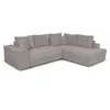 Image de Canapé dangle droit TAMIA convertible avec coffre et 2 poufs en tissu - Gris clair - L288 x P224 x H87cm - LOUNGITUDE