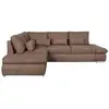 Image de Canapé d'angle sebastian réversible et convertible avec coffre en tissu - marron