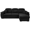 Image de Canapé dangle KOMO Reversible et convertible avec coffre et têtières réglables en tissu - Noir - L265 x P166 x H91cm - LOUNGITUDE